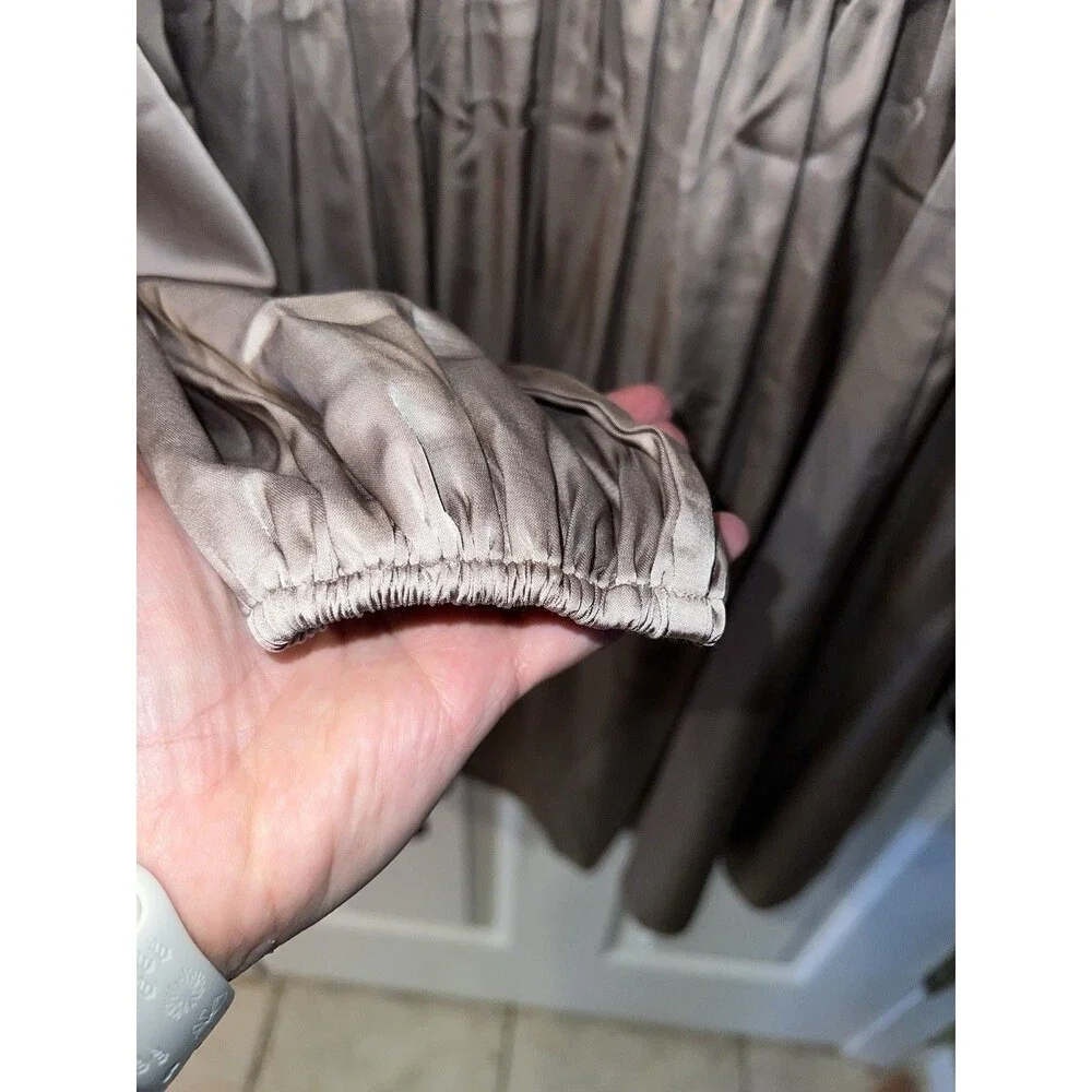 Abercrombie & Fitch Dress Womens Tall Sz S Babydoll Pleated Satin Balloon Sleeve